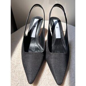 Zara black slingback kitten heels in size 36/US size 6